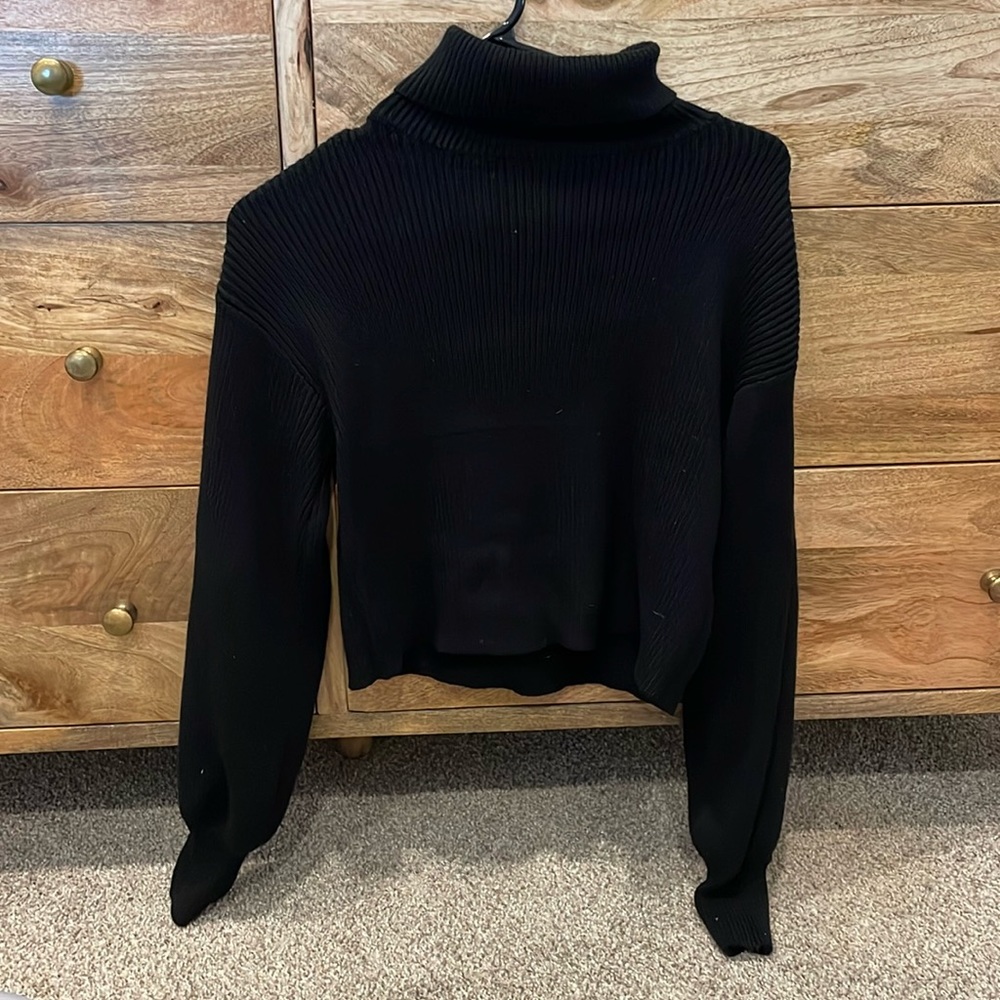 Black cropped turtleneck